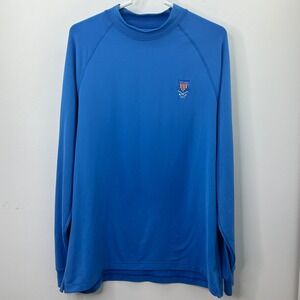 Under Armour Blue ColdGear Crewneck Pullover USA Shield Golf Large